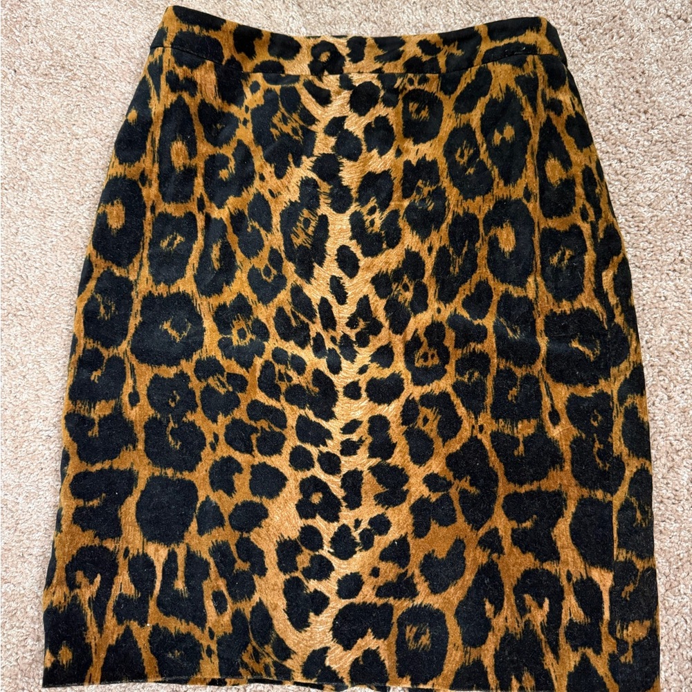 Talbots Leopard-Print Pencil Skirt in Black and Brown